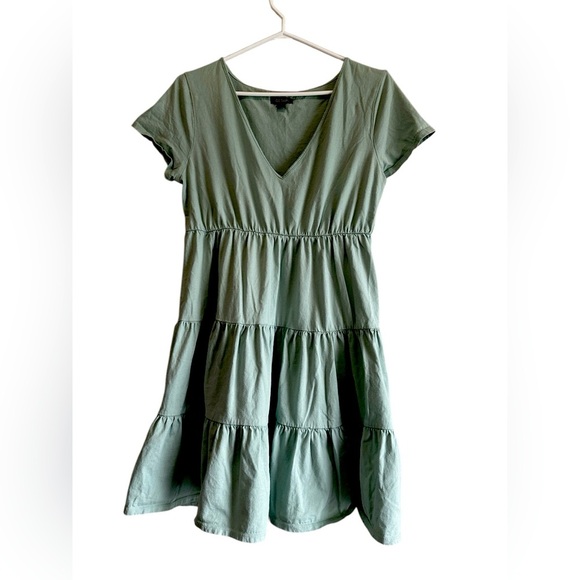 wild fable Dresses & Skirts - Wild Fable V-neck, cotton teeshirt dress, ruffle mini, mint green, spring, Large